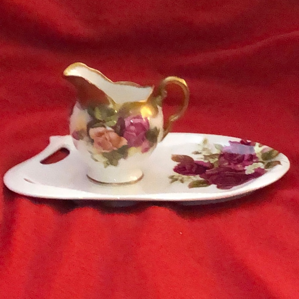 Royal Chelsea vintage porcelain creamer and saucer